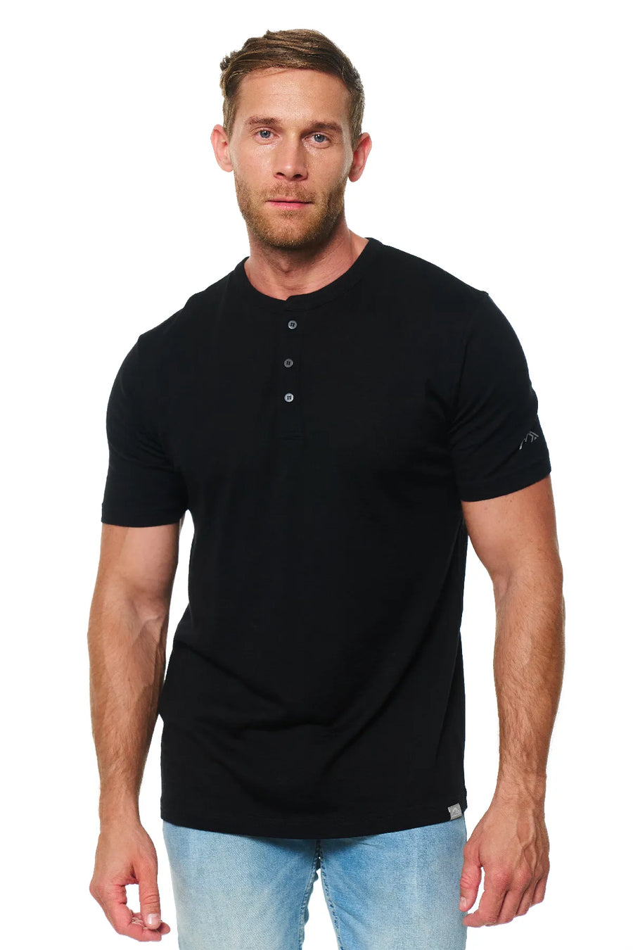 Men's Merino Wool Henley T-shirt 170 Black