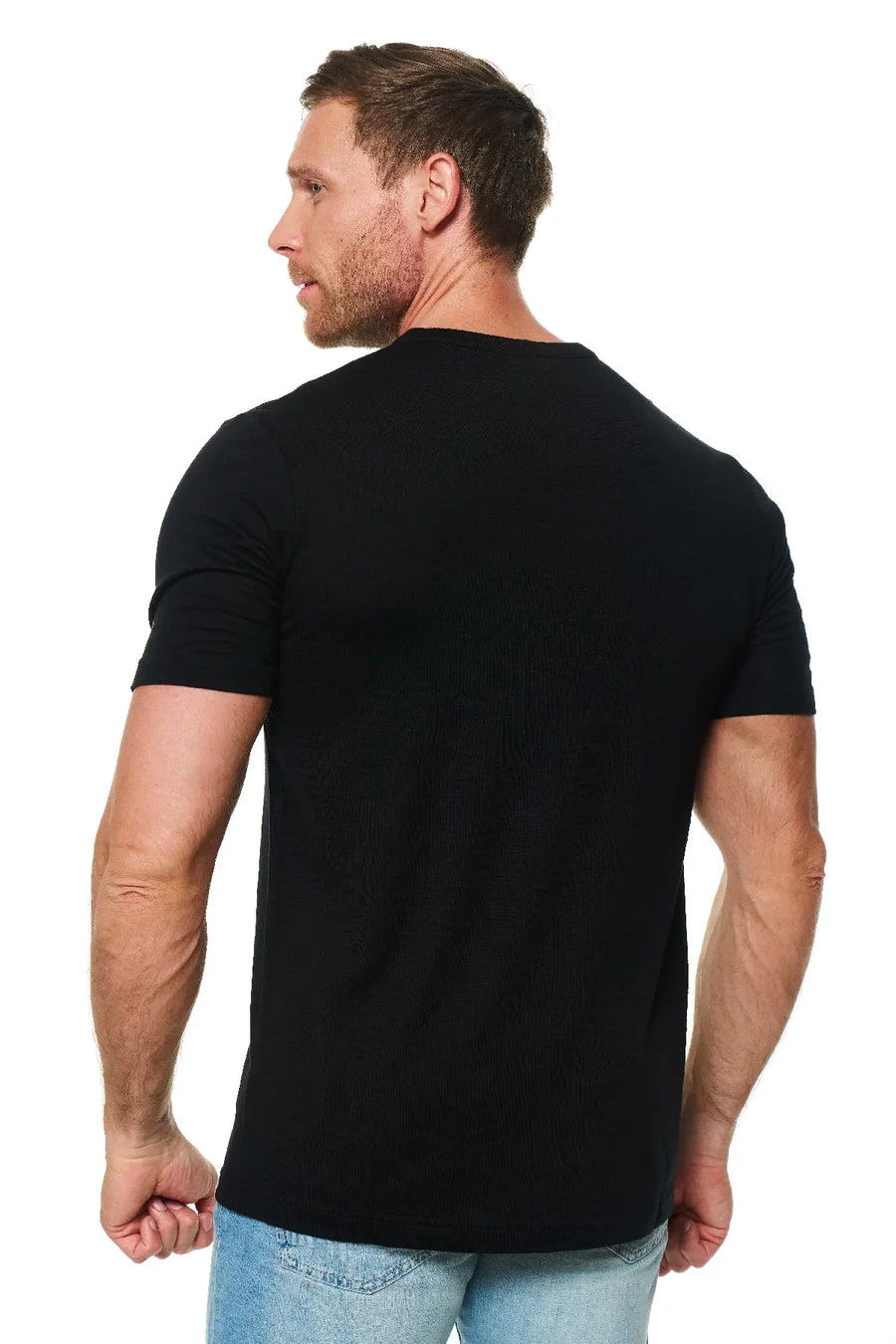 Men's Merino Wool Henley T-shirt 170 Black
