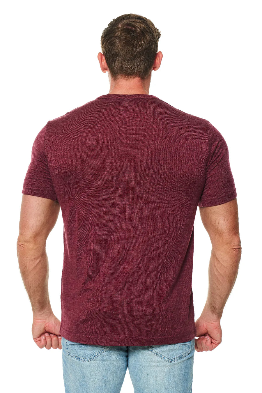 Men's Merino Wool Henley T-shirt 170 Burgundy