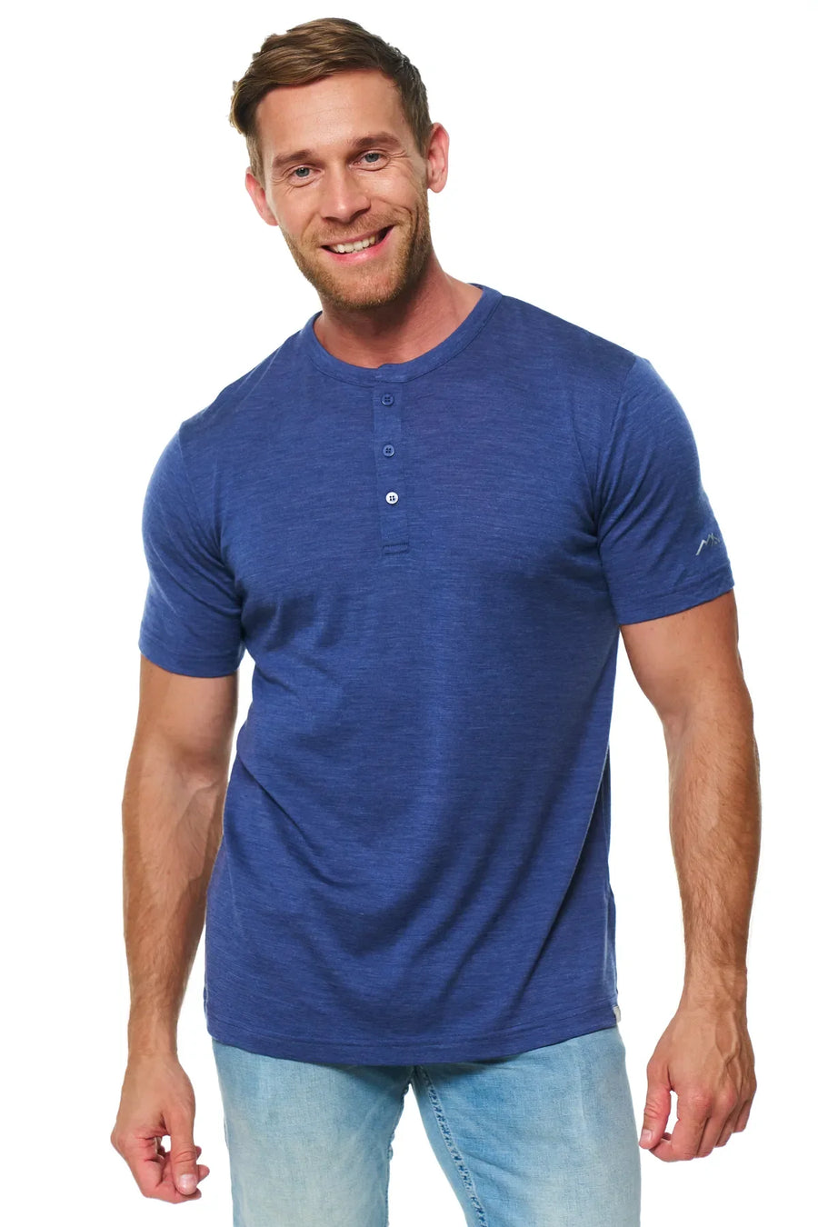 Men's Merino Wool Henley T-shirt 170 Windsor Blue