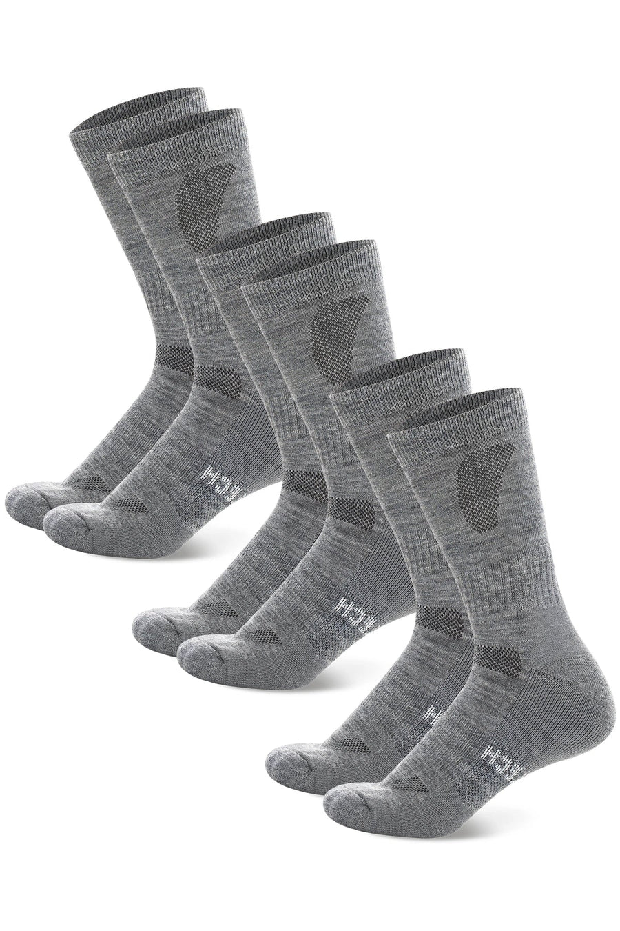 Merino Wool Hiking Socks - (Pack of 3) Silver Grey