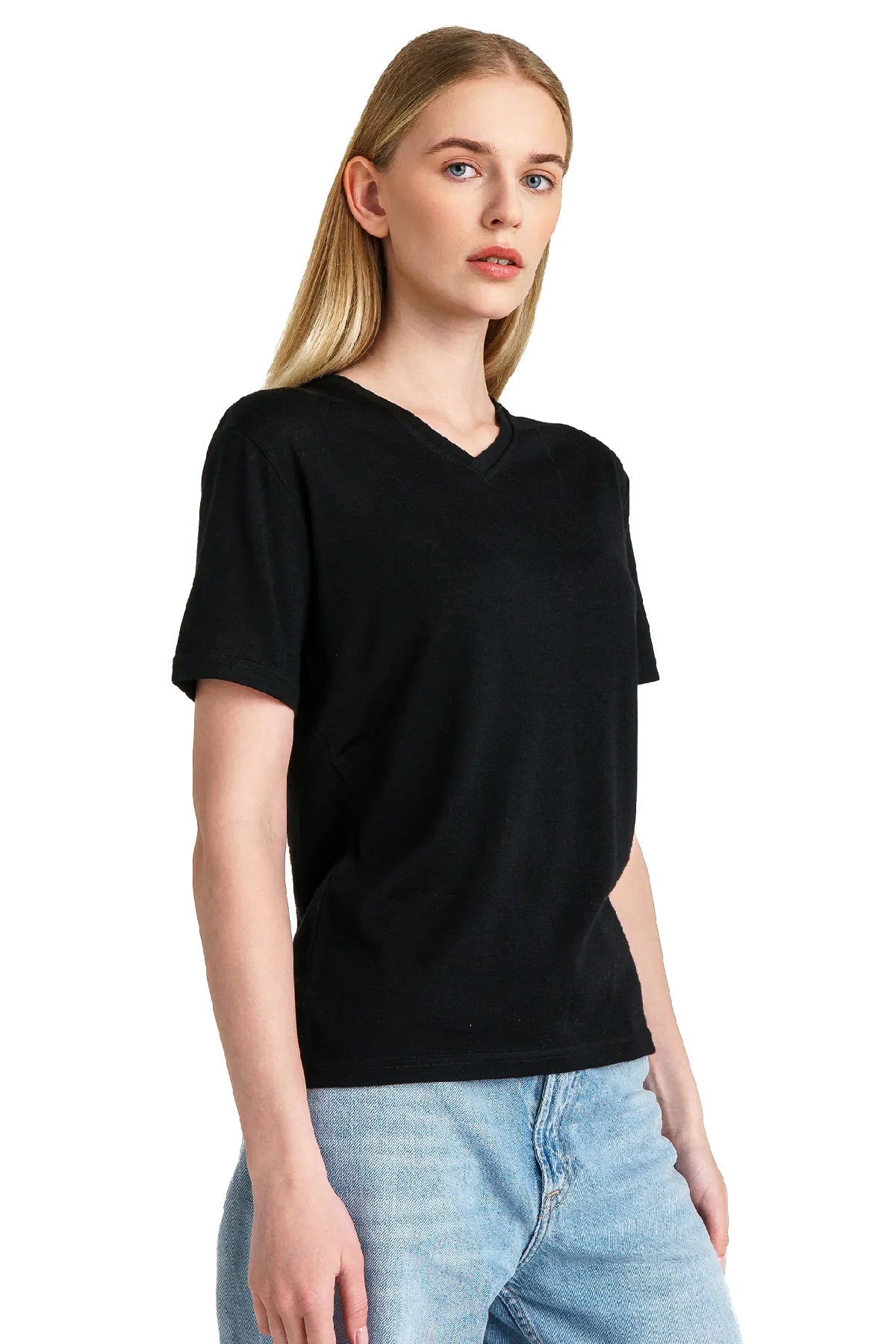 Women's Merino T-shirt 180 Rich Black | V-neck (+socks)
