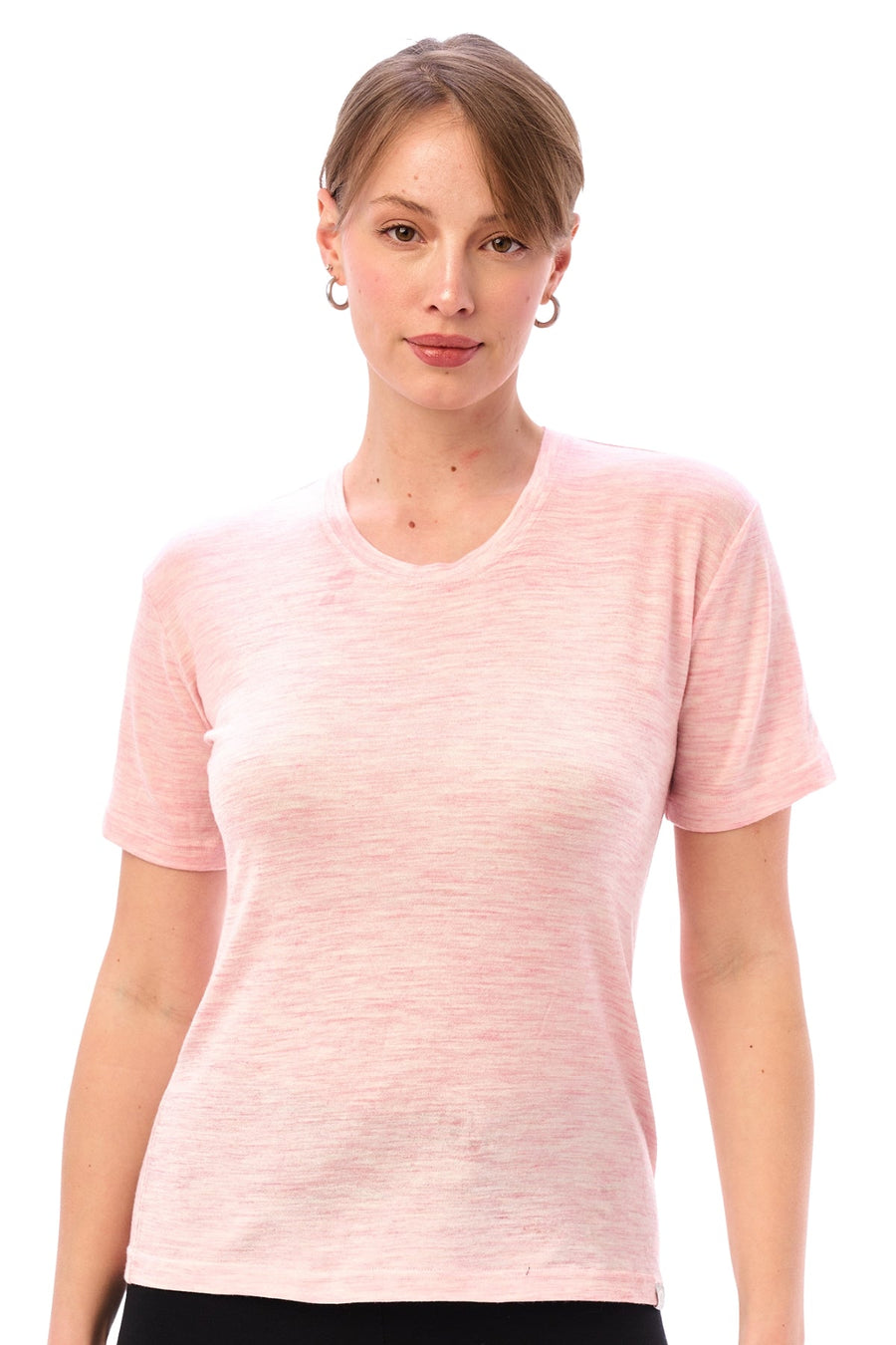Women's Merino T-shirt 180 Heather Pink | Crewneck (+socks)