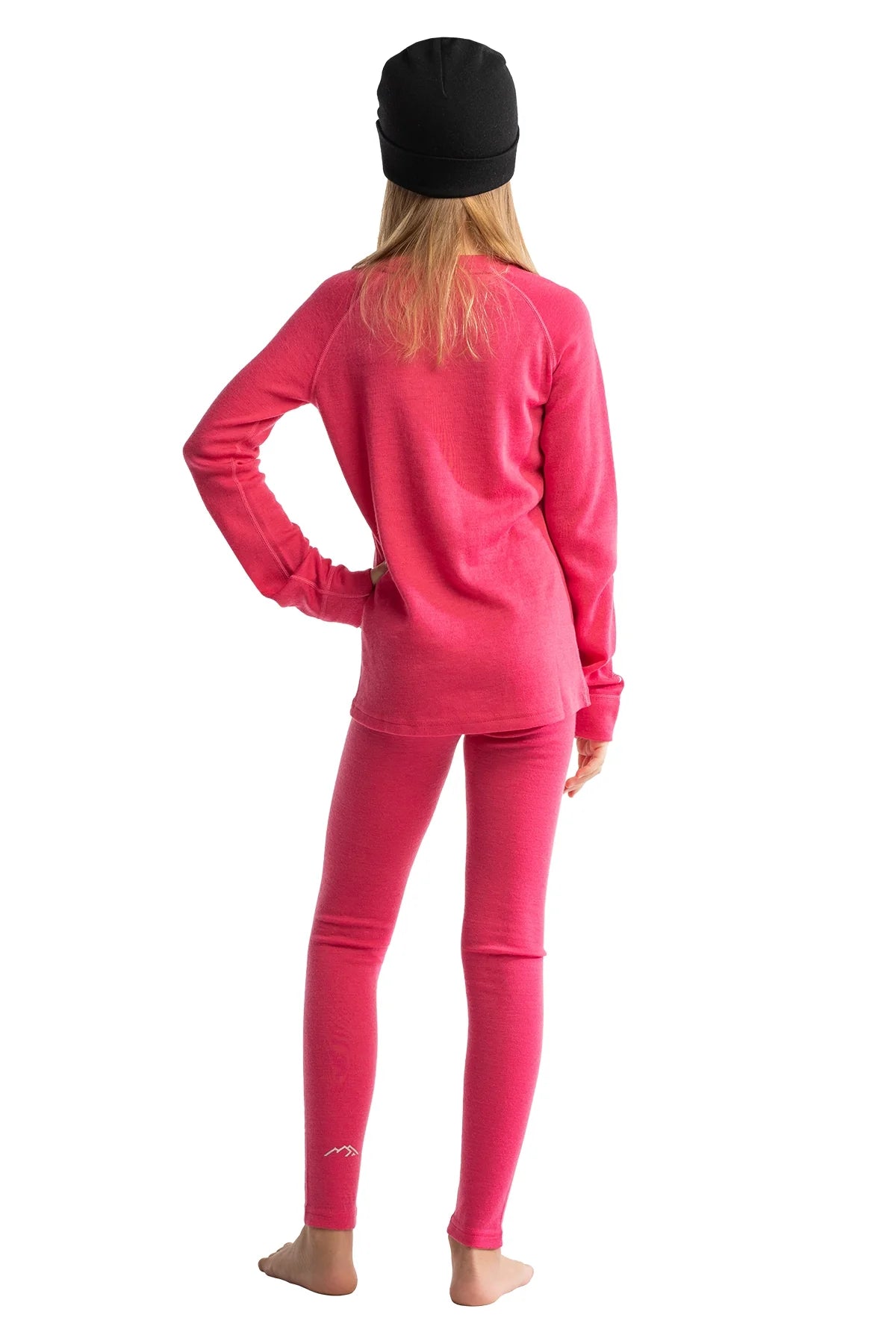 Kids' Merino Set Pink + Black Beanie