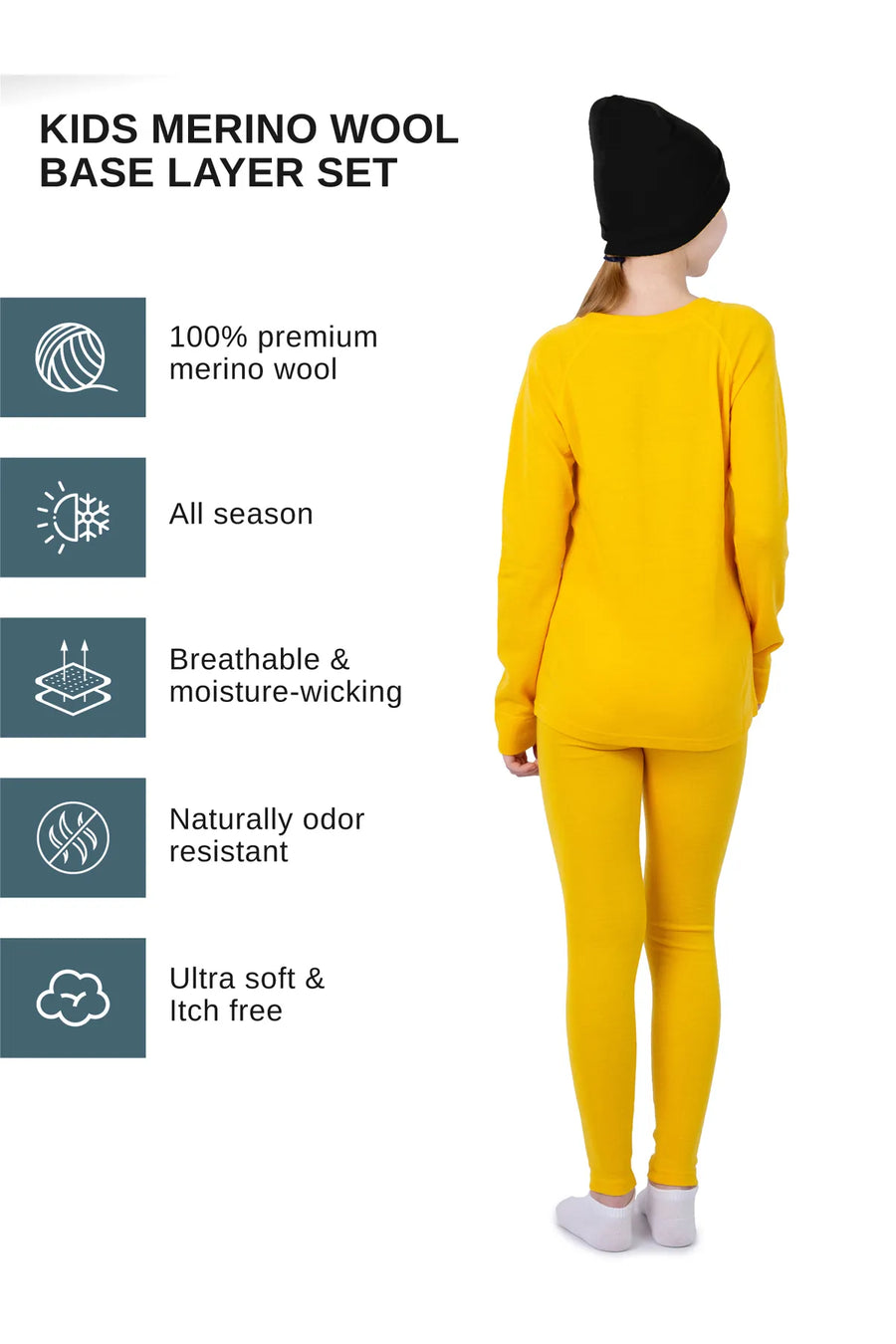 Kids' Merino Set Mango Tango + Black Beanie