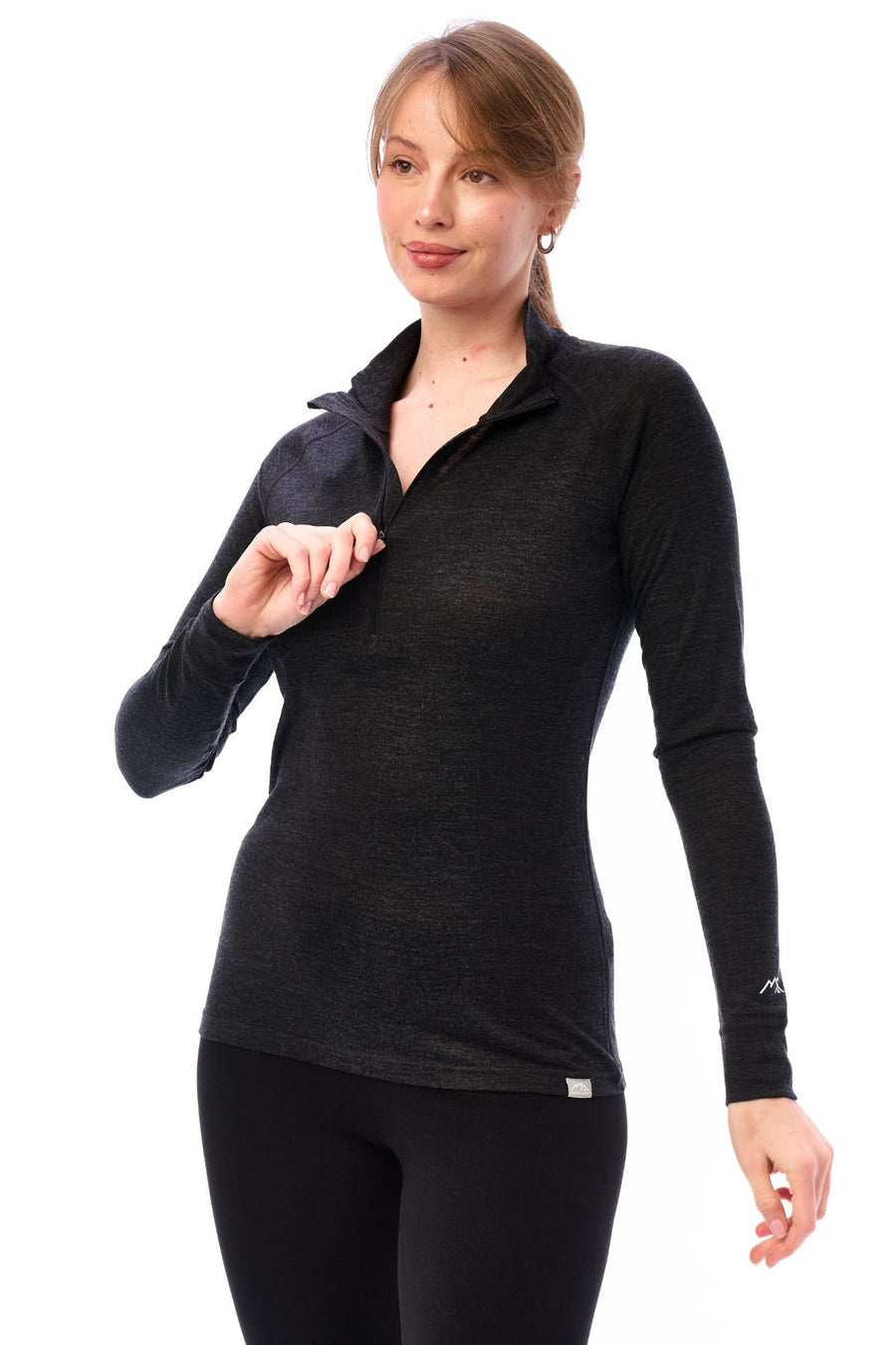 Women's Merino Half Zip Long Sleeve 165 Charcoal Grey
