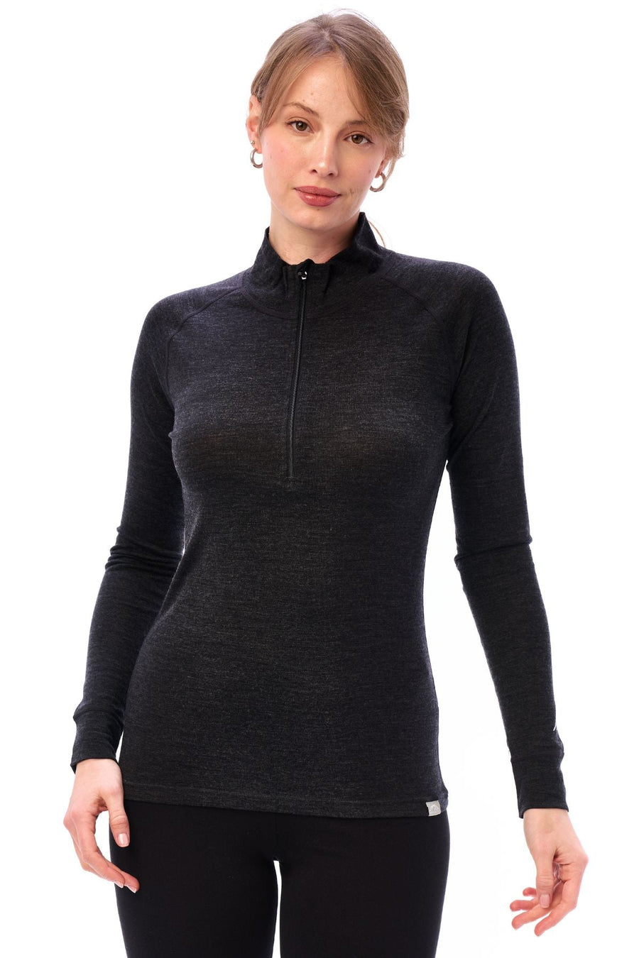 Women's Merino Half Zip Long Sleeve 165 Charcoal Grey