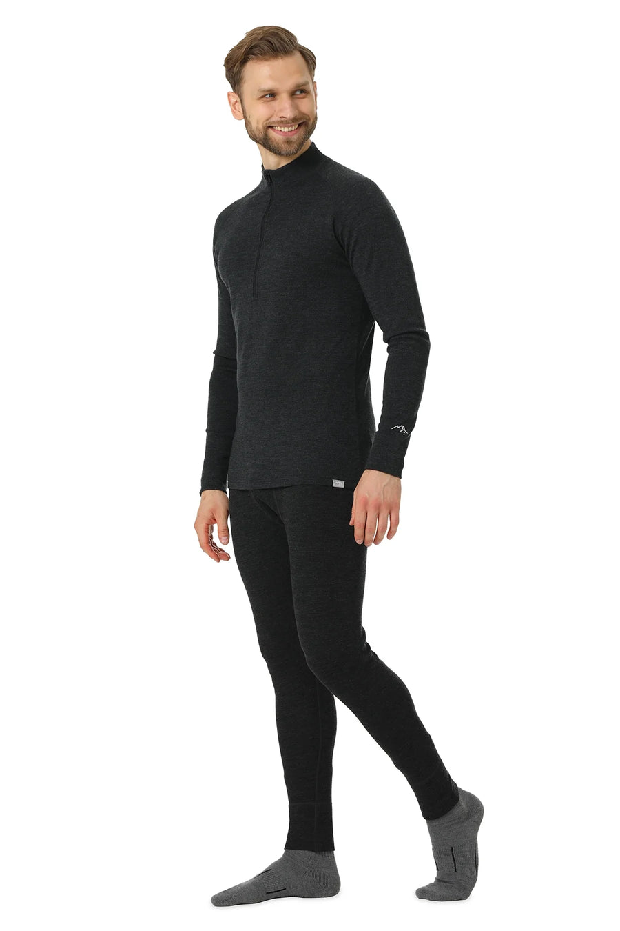 Men's Merino Thermal Set Zip 250 Charcoal Grey