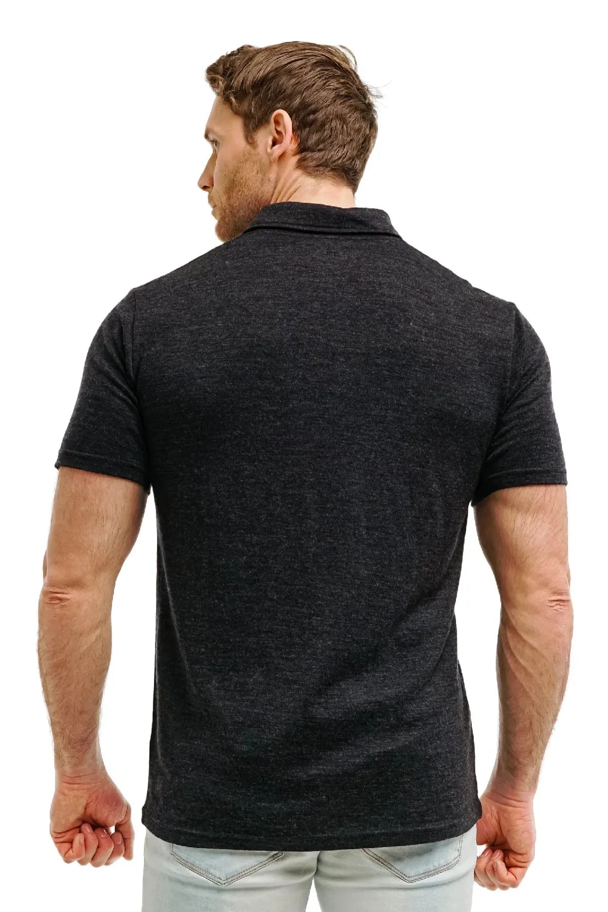 Men's Merino Polo 180 Black Melange