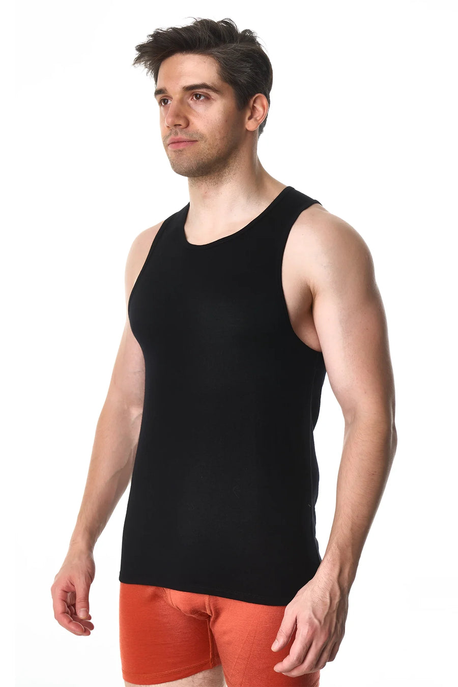 Men's Merino Wool Tank Top A-Shirt Black