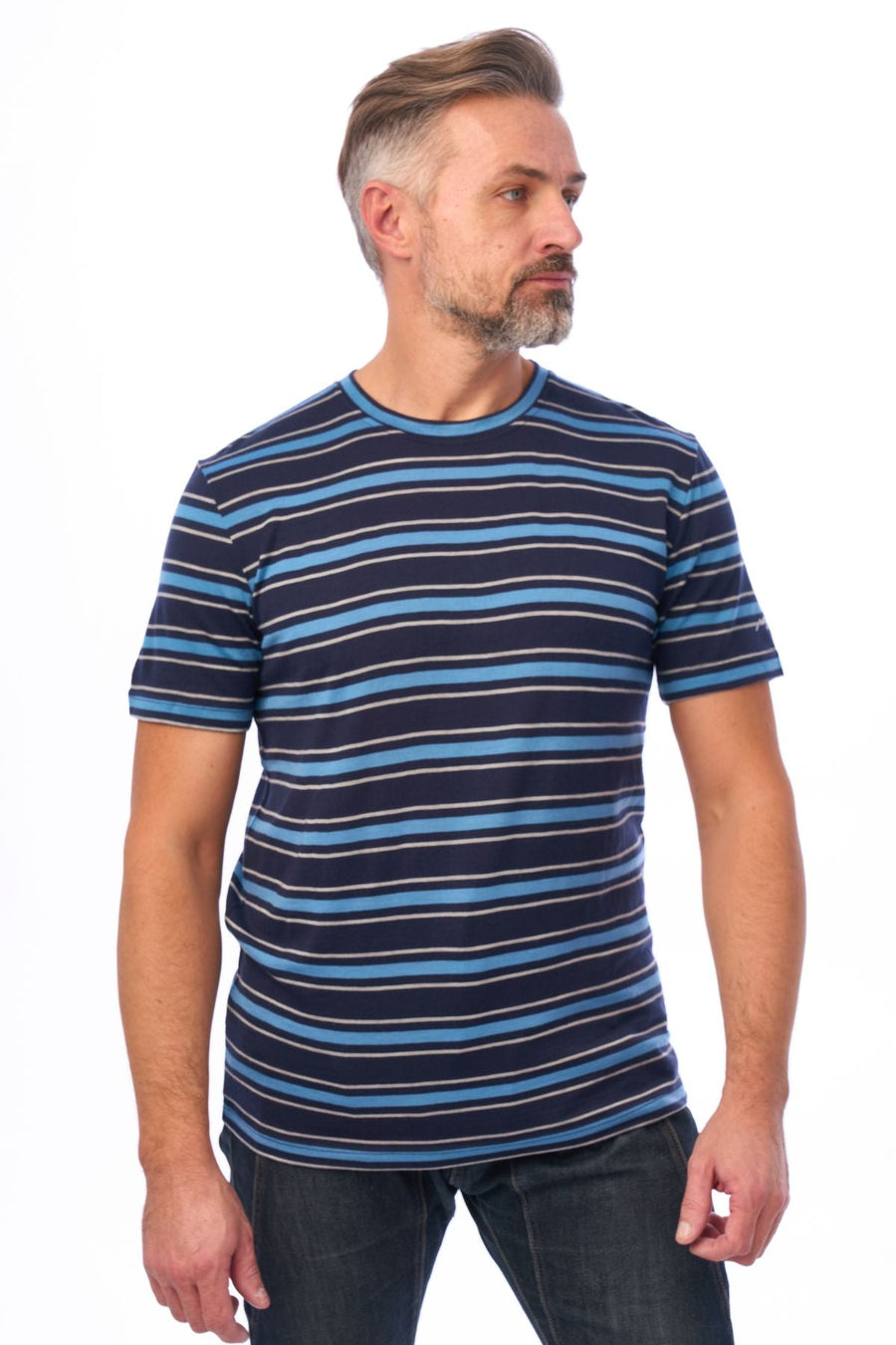 Men's Merino Sport T-shirt Black Sky Stripe