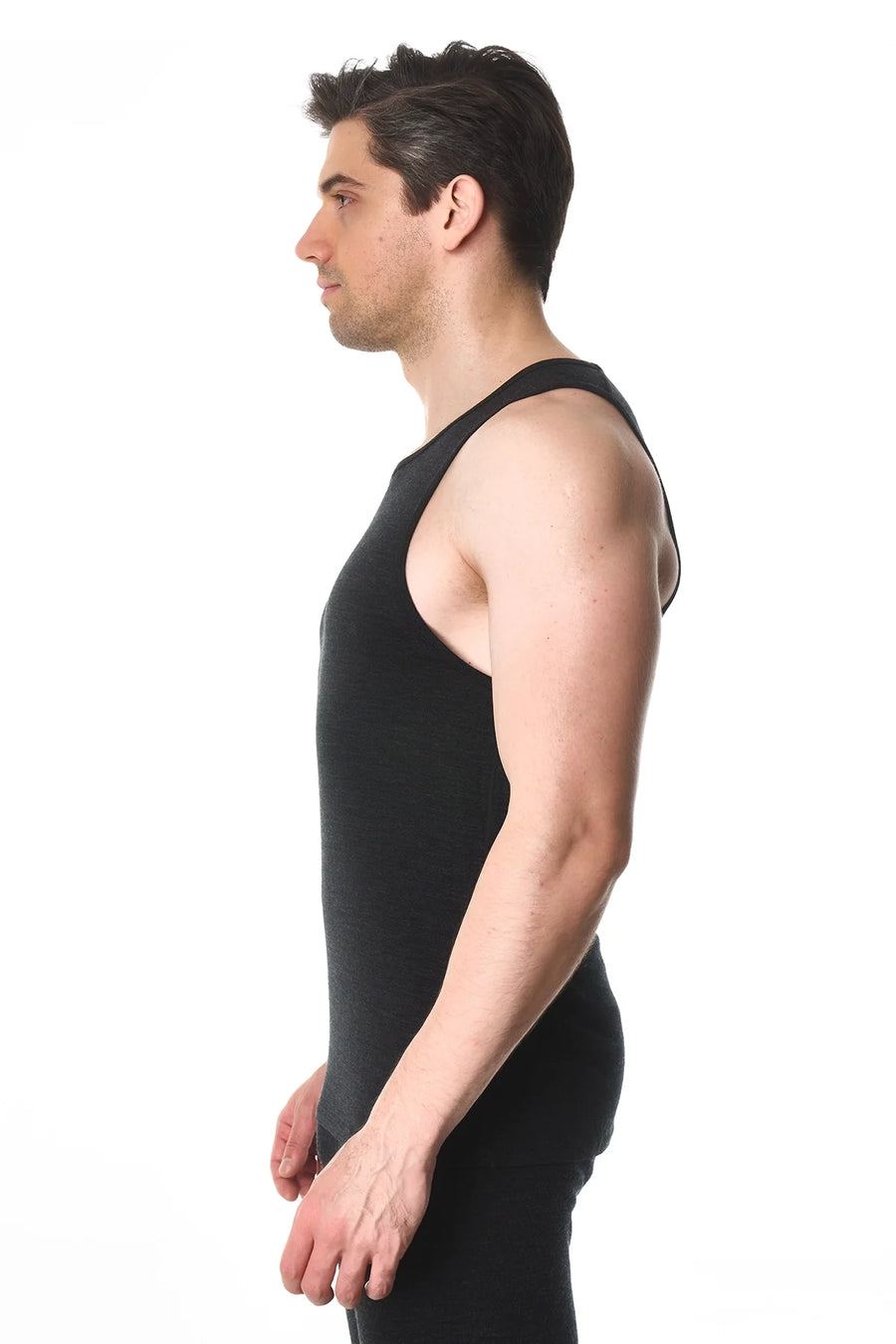Men's Merino Wool Tank Top A-Shirt Charcoal Grey