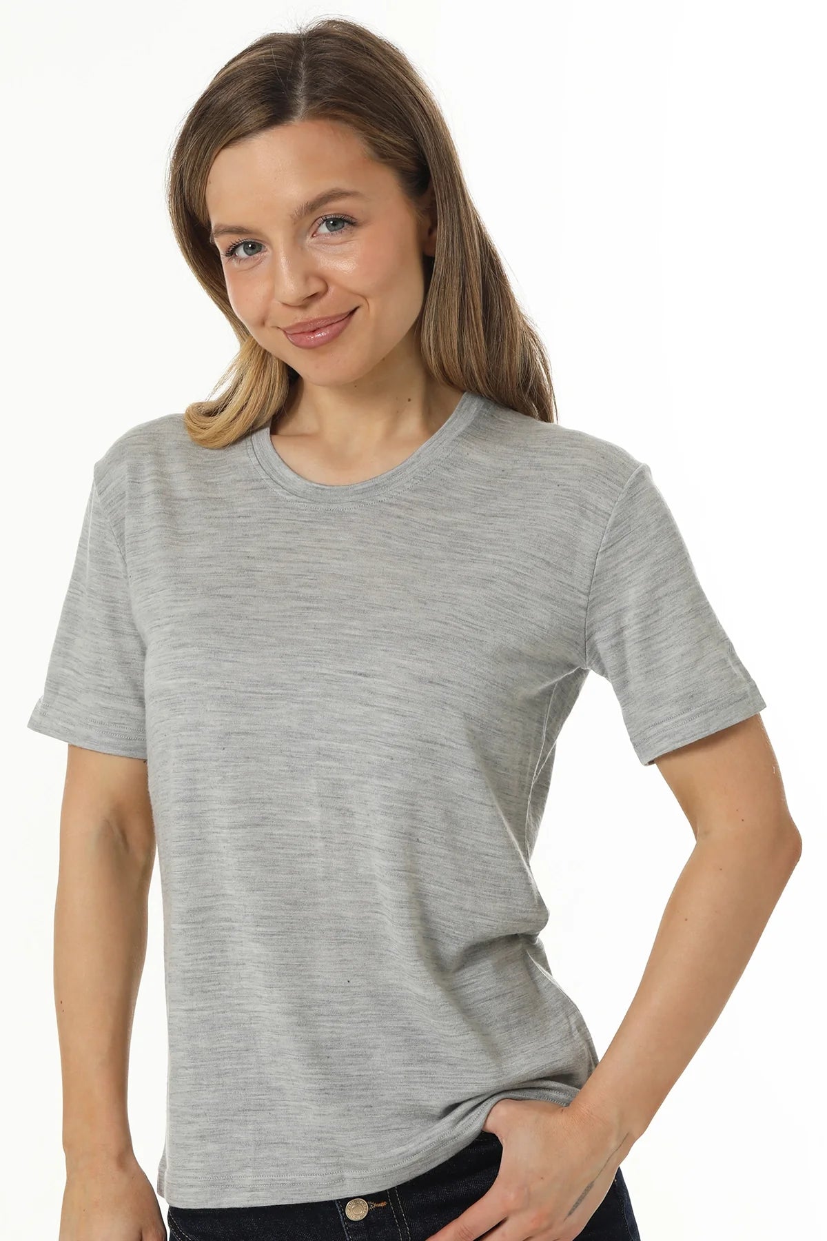 Women's Merino T-shirt 180 Heather Grey | Crewneck (+socks)