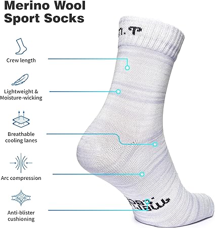 Merino Wool Running Socks - (Pack of 2) Pastel Blue