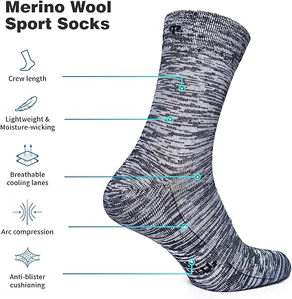 Merino Wool Running Socks - (Pack of 2) Space Blue