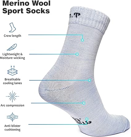 Merino Wool Running Socks - (Pack of 2) Powder Blue
