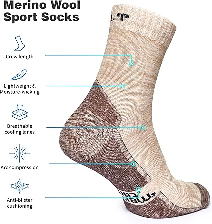 Merino Wool Running Socks - (Pack of 2) Sahara Sand