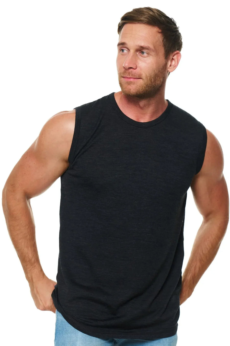 Men's Merino Wool Tank Top Charcoal Grey