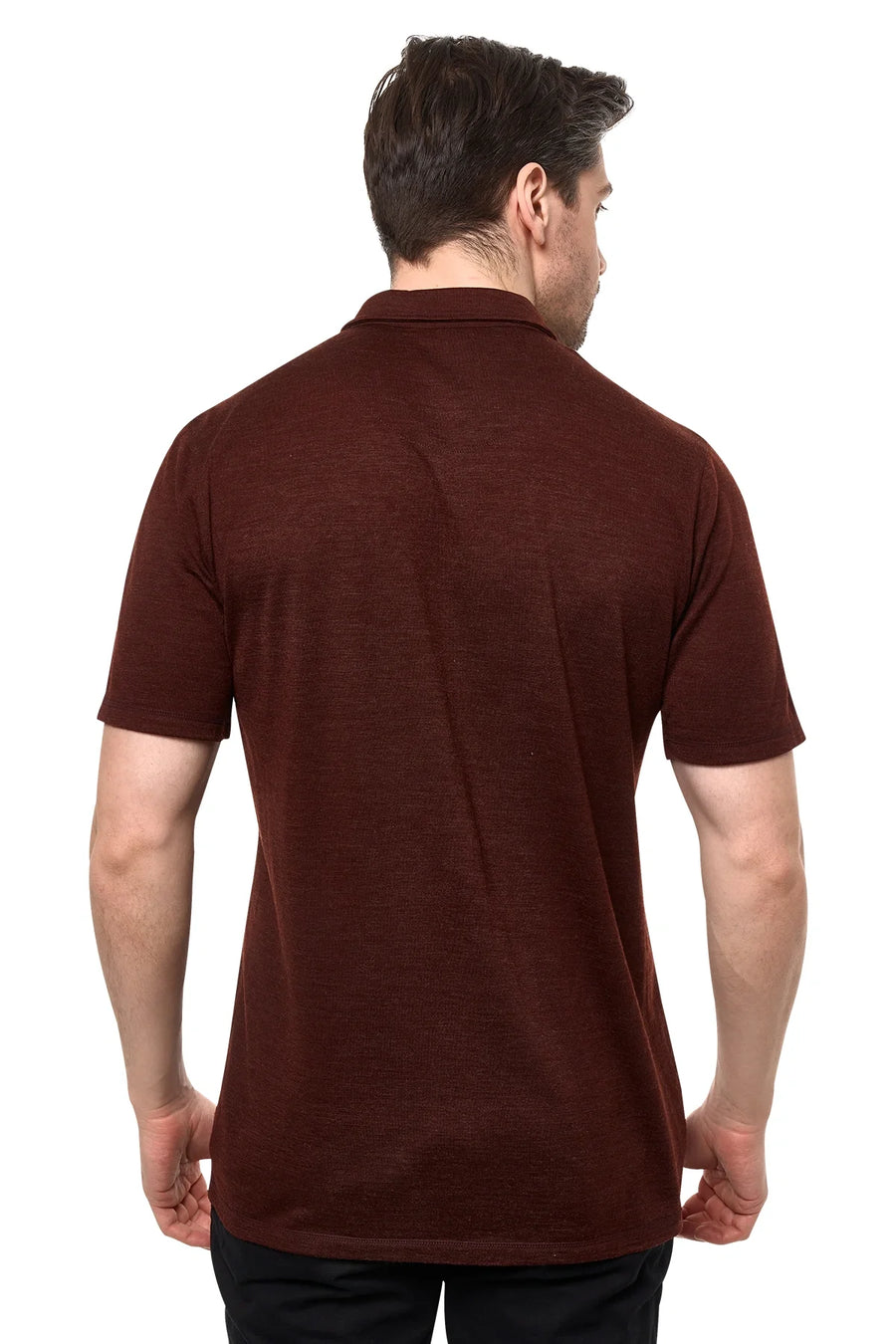 Men's Merino Button-Up Short Sleeve Shirt Bordo