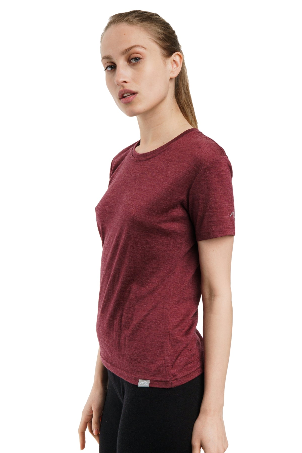 Women's Merino T-shirt 180 Burgundy | Crewneck (+socks)