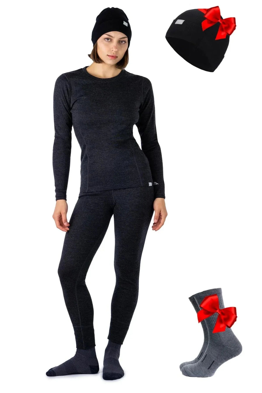 Women's Charcoal Grey Set + Black Beanie