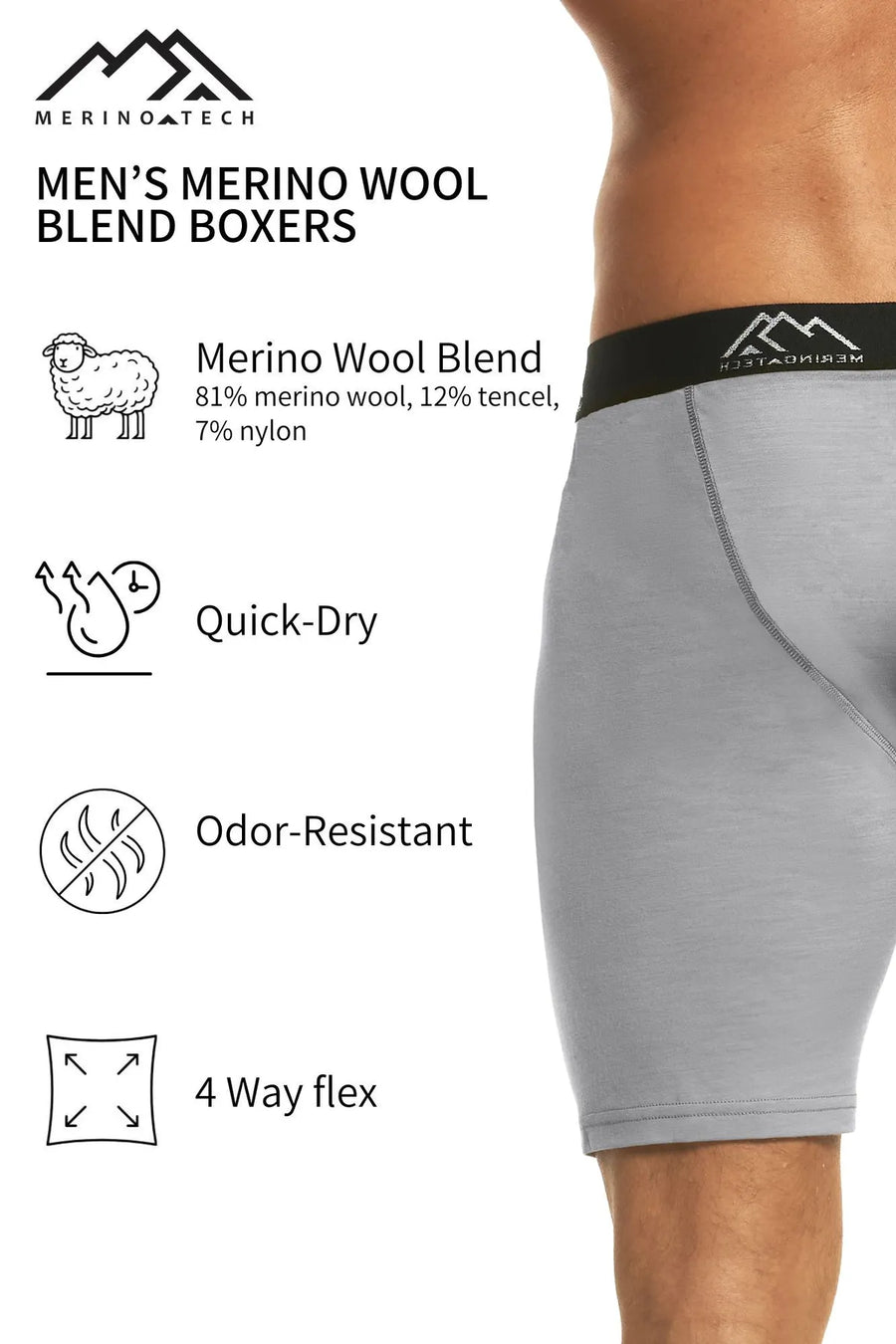 Men's Merino Boxers Coconut Cream (1 Pack)