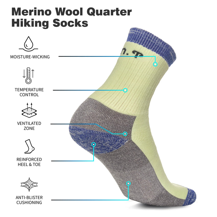 Merino Wool Running Socks - (Pack of 2) Green Purple
