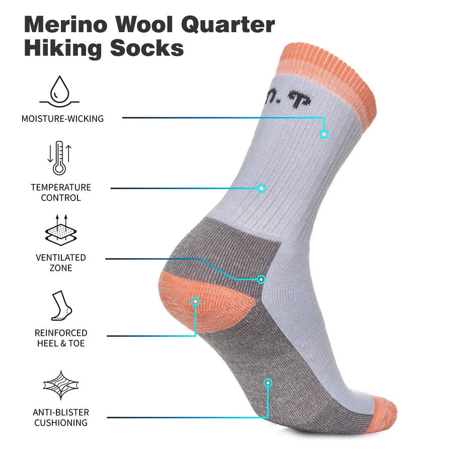 Merino Wool Running Socks - (Pack of 2) Lilac Salmon
