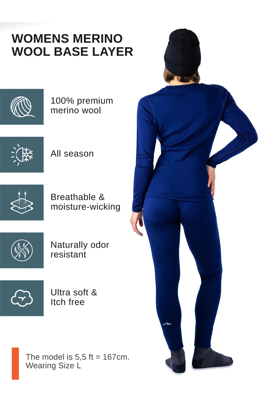 Women's Navy Set + Black Beanie
