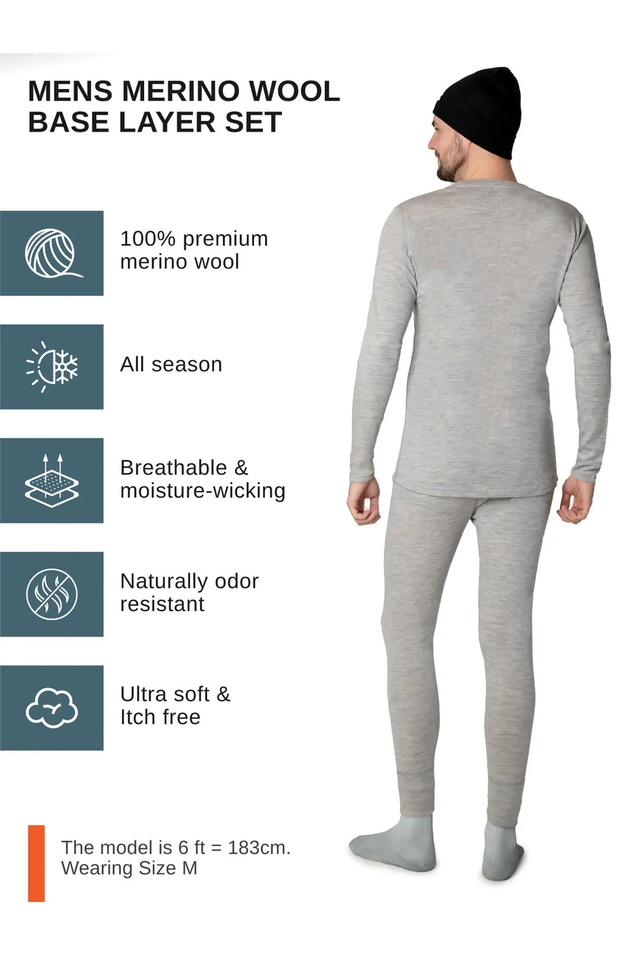 Men's Heather Grey Set + Black Beanie