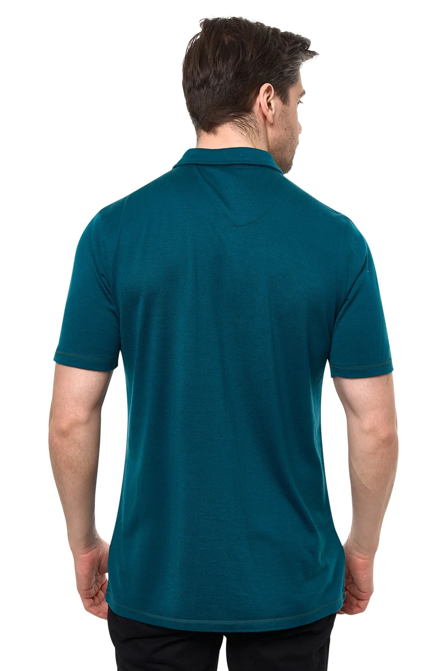 Men's Merino Button-Up Short Sleeve Shirt Deep Teal