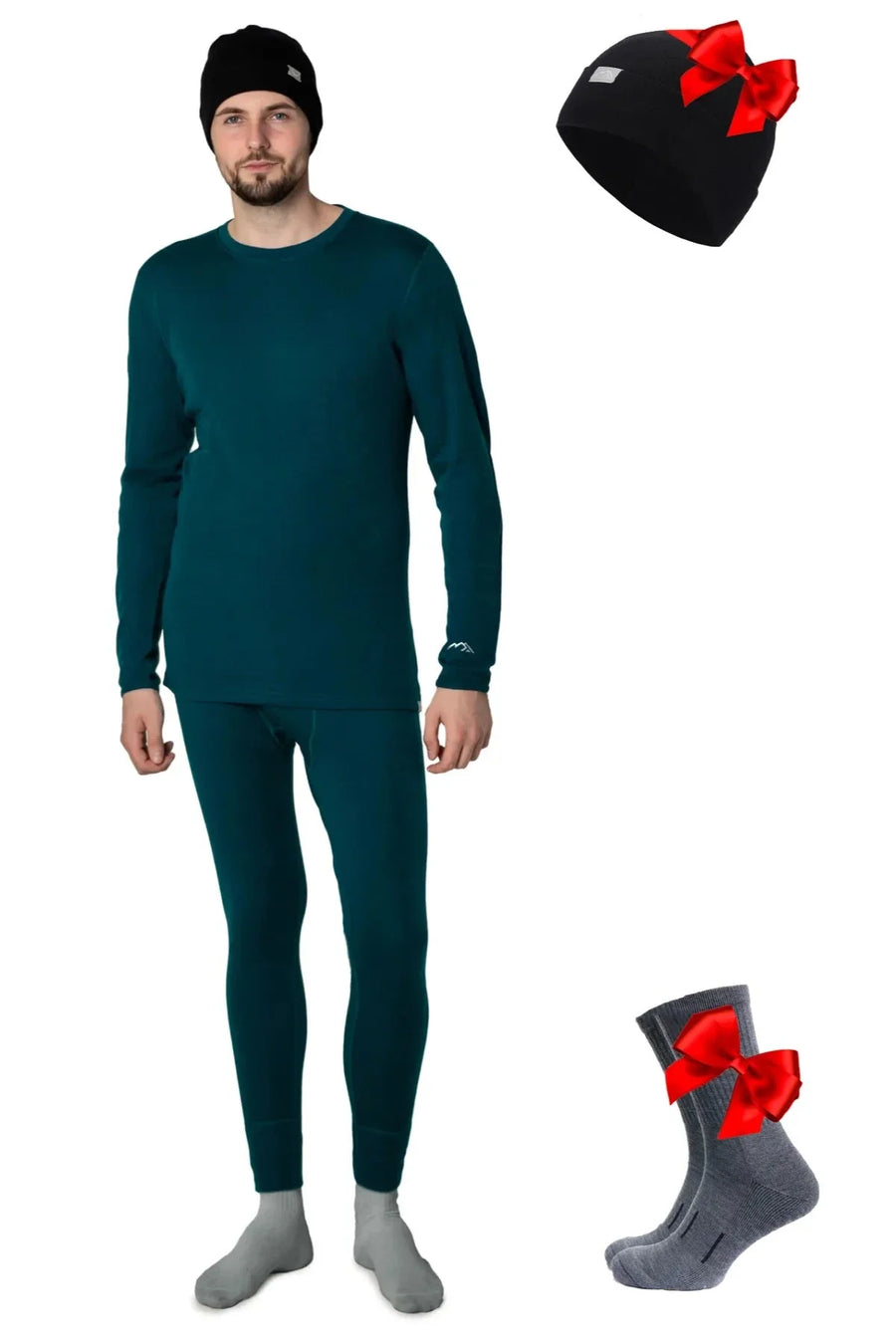Men's Deep Teal Set + Black Beanie