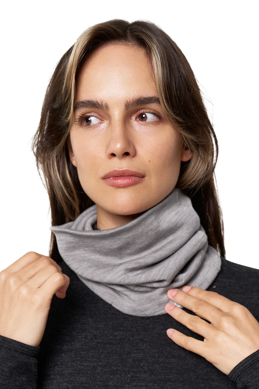 Merino Double-Layer Neck Gaiter Grey Melange