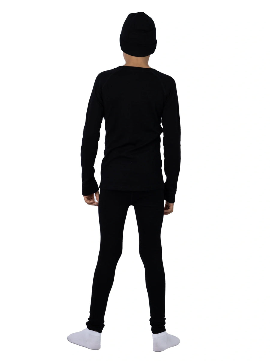 Kids' Merino Set Black + Black Beanie