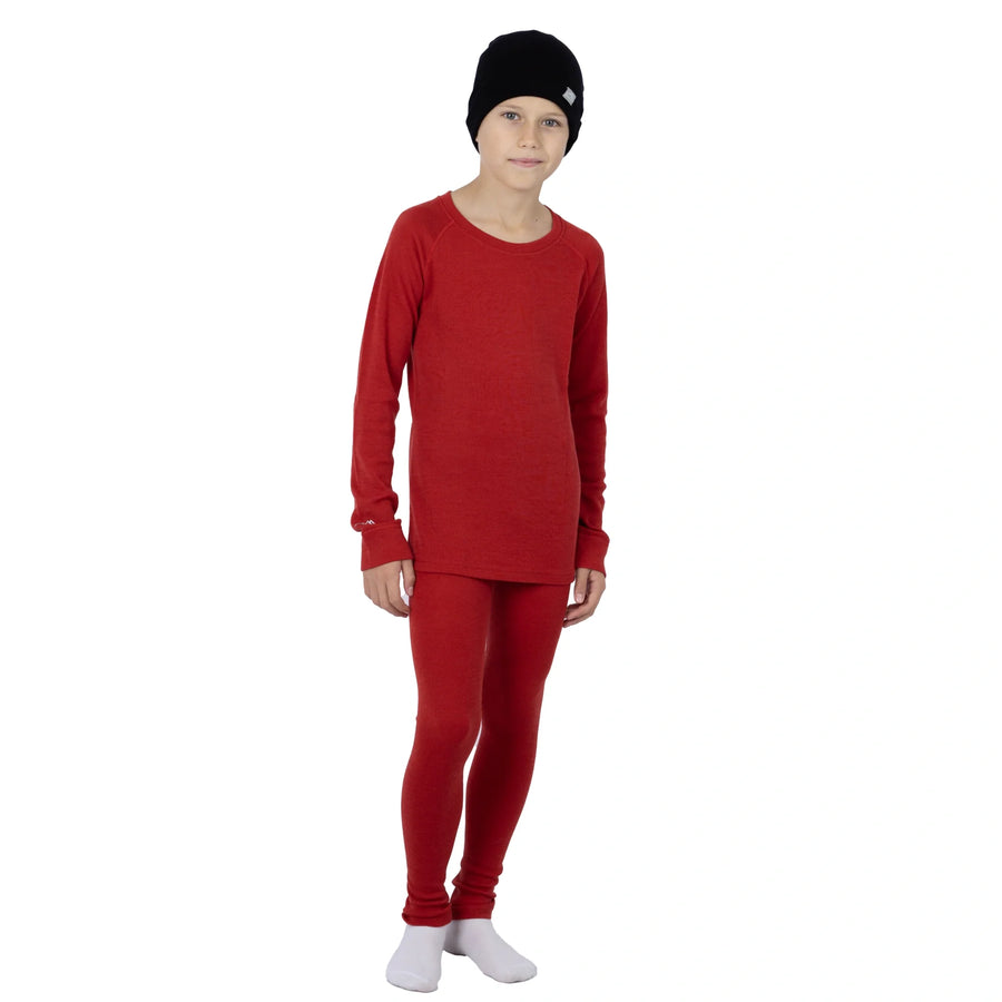 Kids' Merino Set Cherry Red + Black Beanie