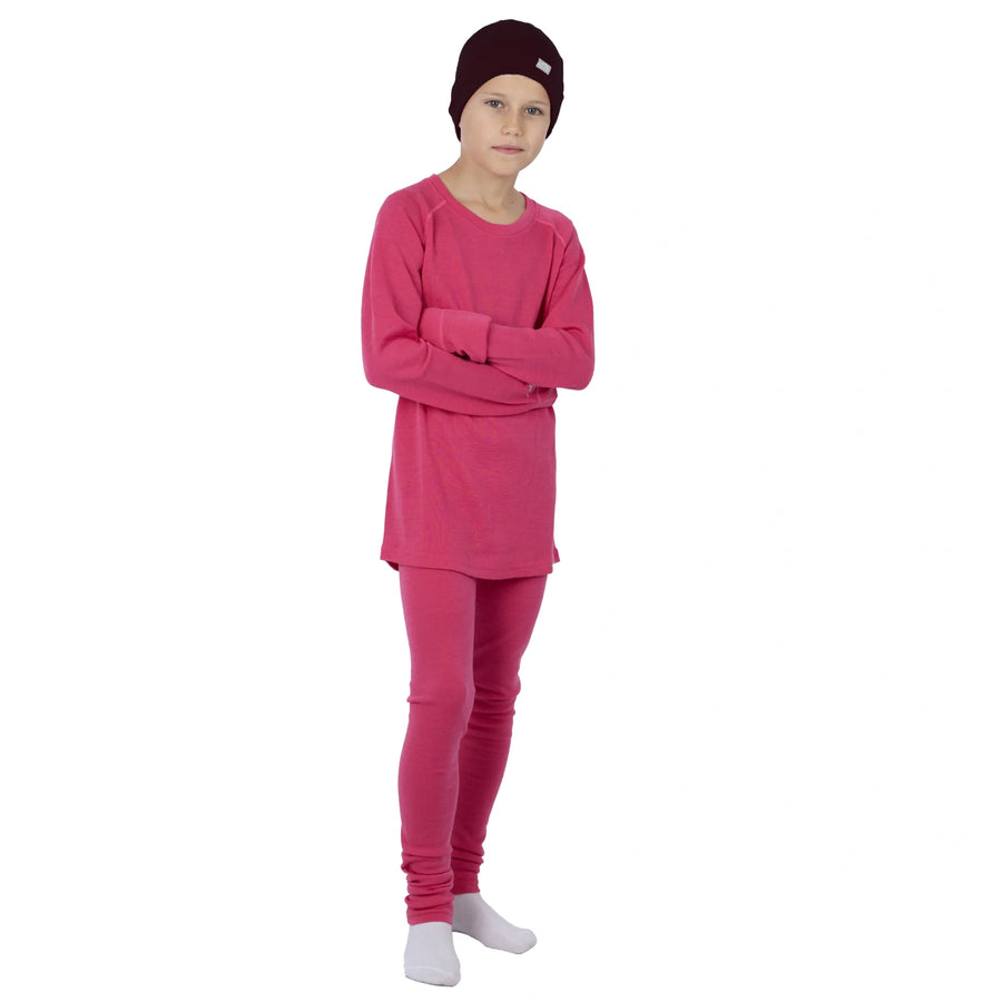 Kids' Merino Set Pink + Black Beanie