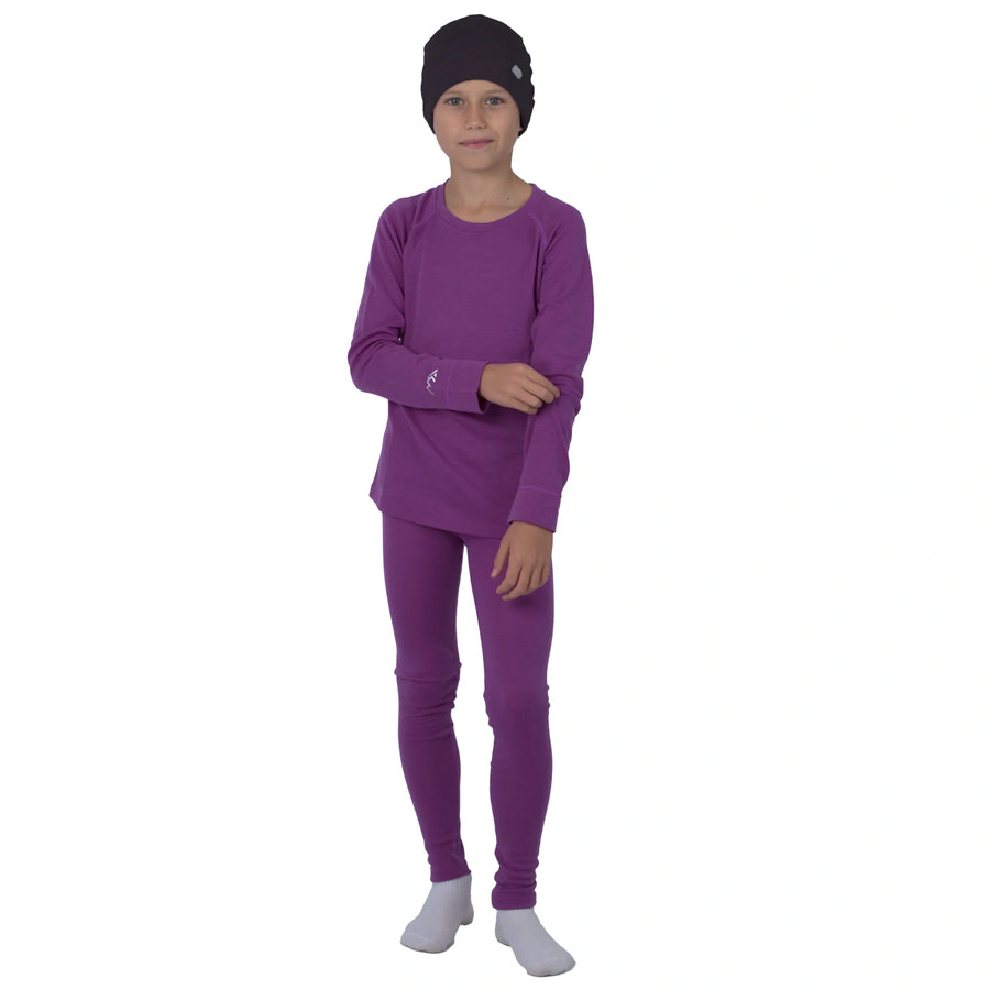 Kids' Merino Set Violet Purple + Black Beanie