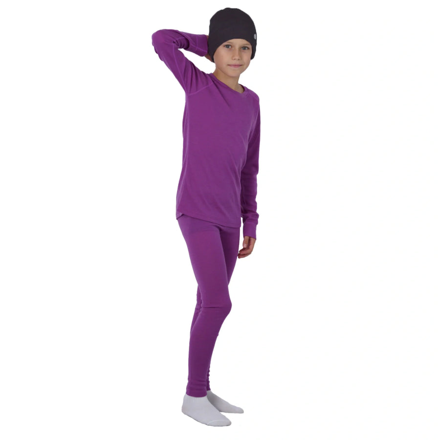 Kids' Merino Set Violet Purple + Black Beanie