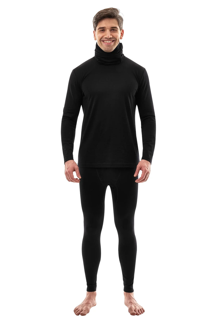 Men's Merino Black Set + Neck Gaiter