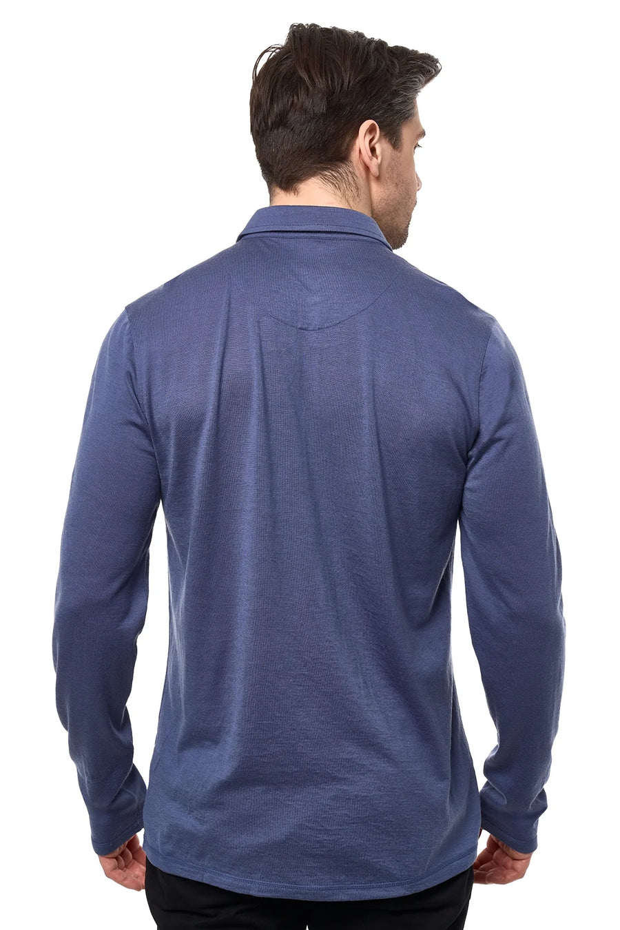 Men's Merino Button-Up Long Sleeve Dark Blue