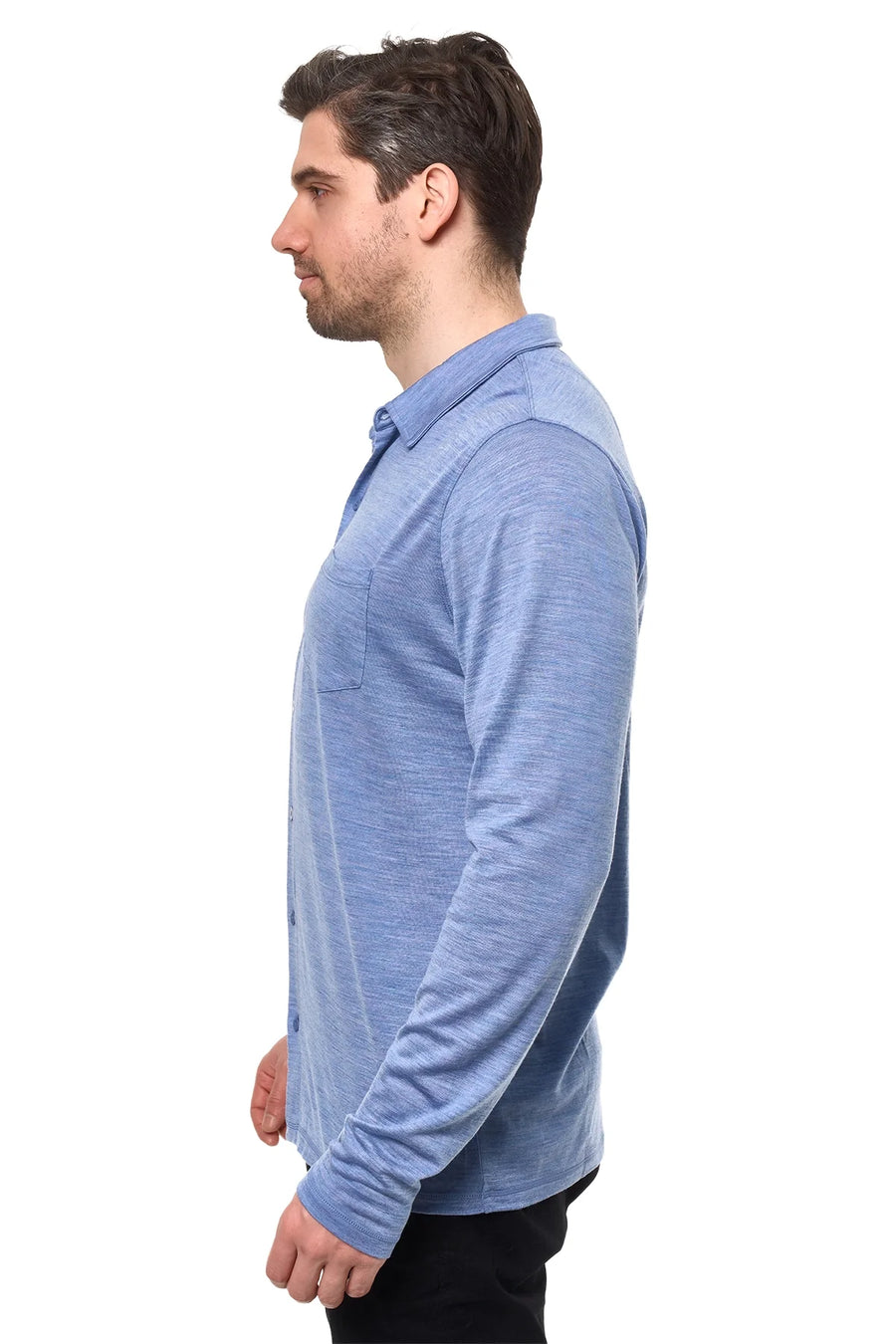 Men's Merino Button-Up Long Sleeve Deep Blue