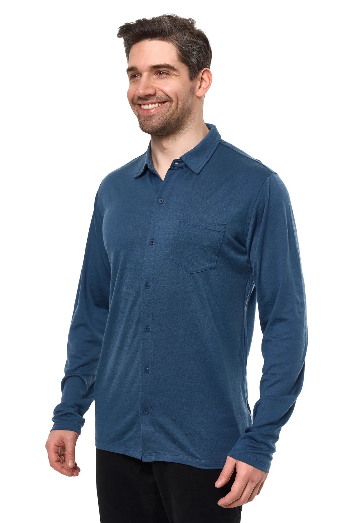Men's Merino Button-Up Long Sleeve Denim