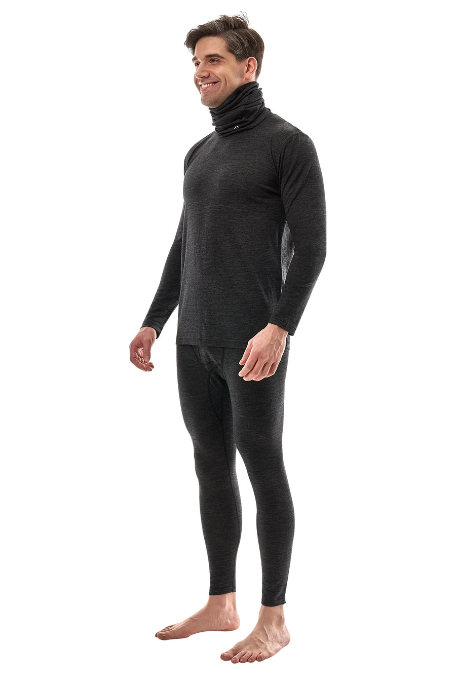 Men's Merino Charcoal Set + Neck Gaiter