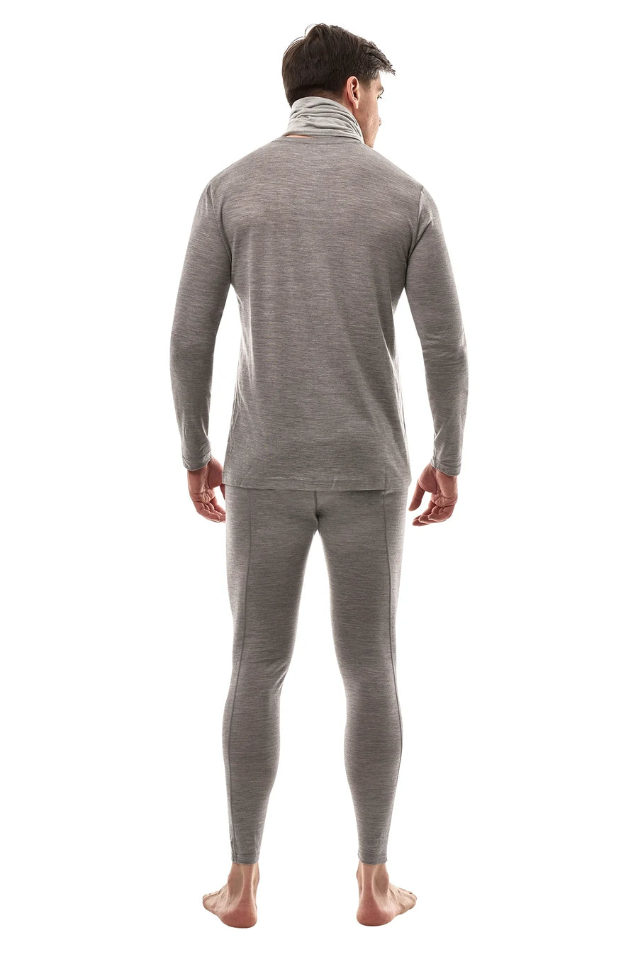 Men's Merino Grey Melange Set + Neck Gaiter