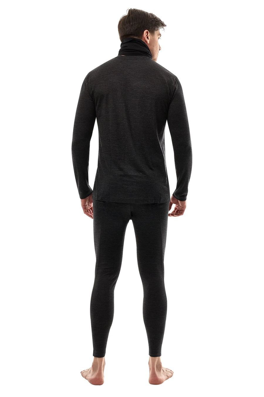 Men's Merino Heathered Black Set + Neck Gaiter