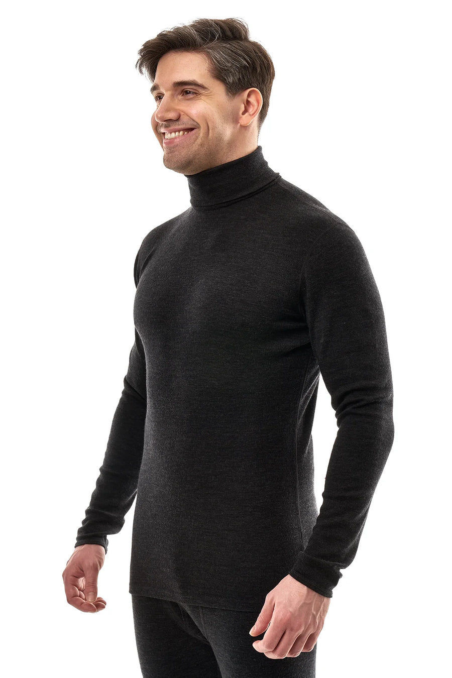 Men's Merino Turtleneck Long Sleeve 260 Charcoal | High Neck