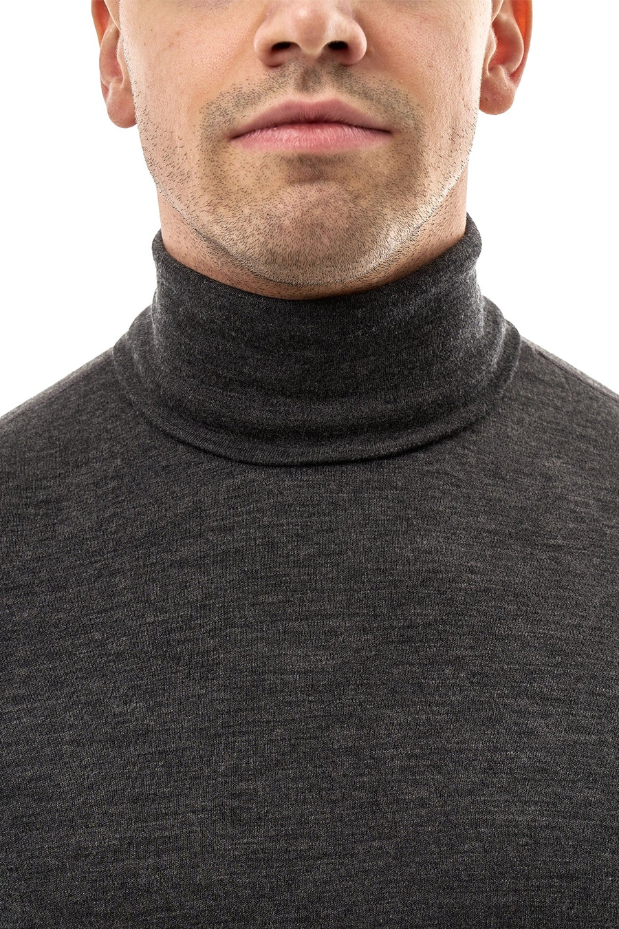 Men's Merino Turtleneck Long Sleeve 260 Heathered Black | High Neck
