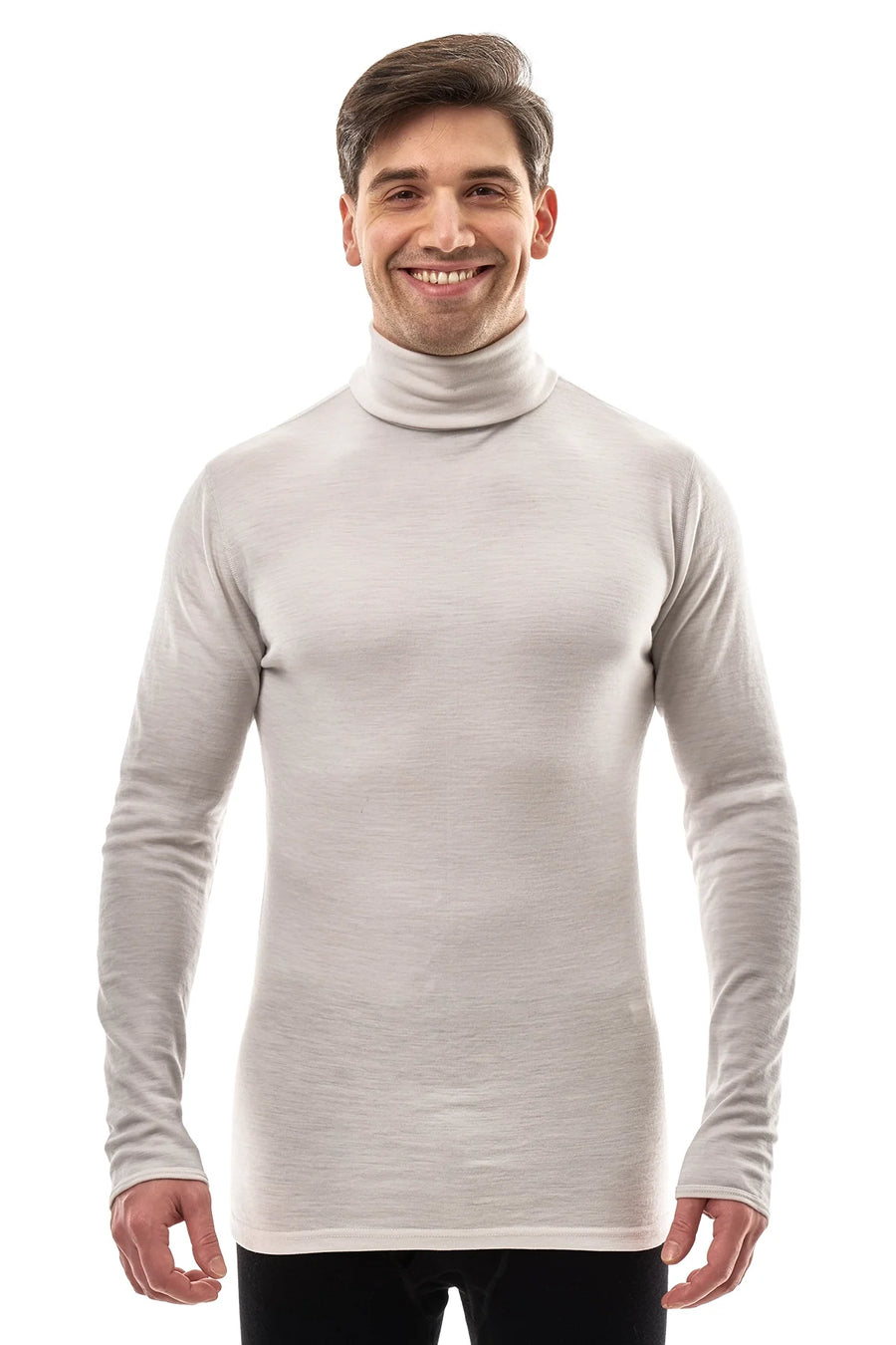 Men's Merino Turtleneck Long Sleeve 260 Light Grey | High Neck