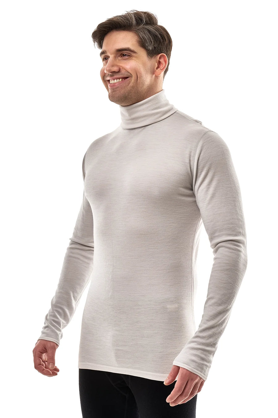 Men's Merino Turtleneck Long Sleeve 260 Light Grey | High Neck