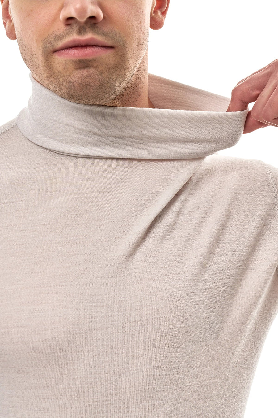 Men's Merino Turtleneck Long Sleeve 260 Light Grey | High Neck